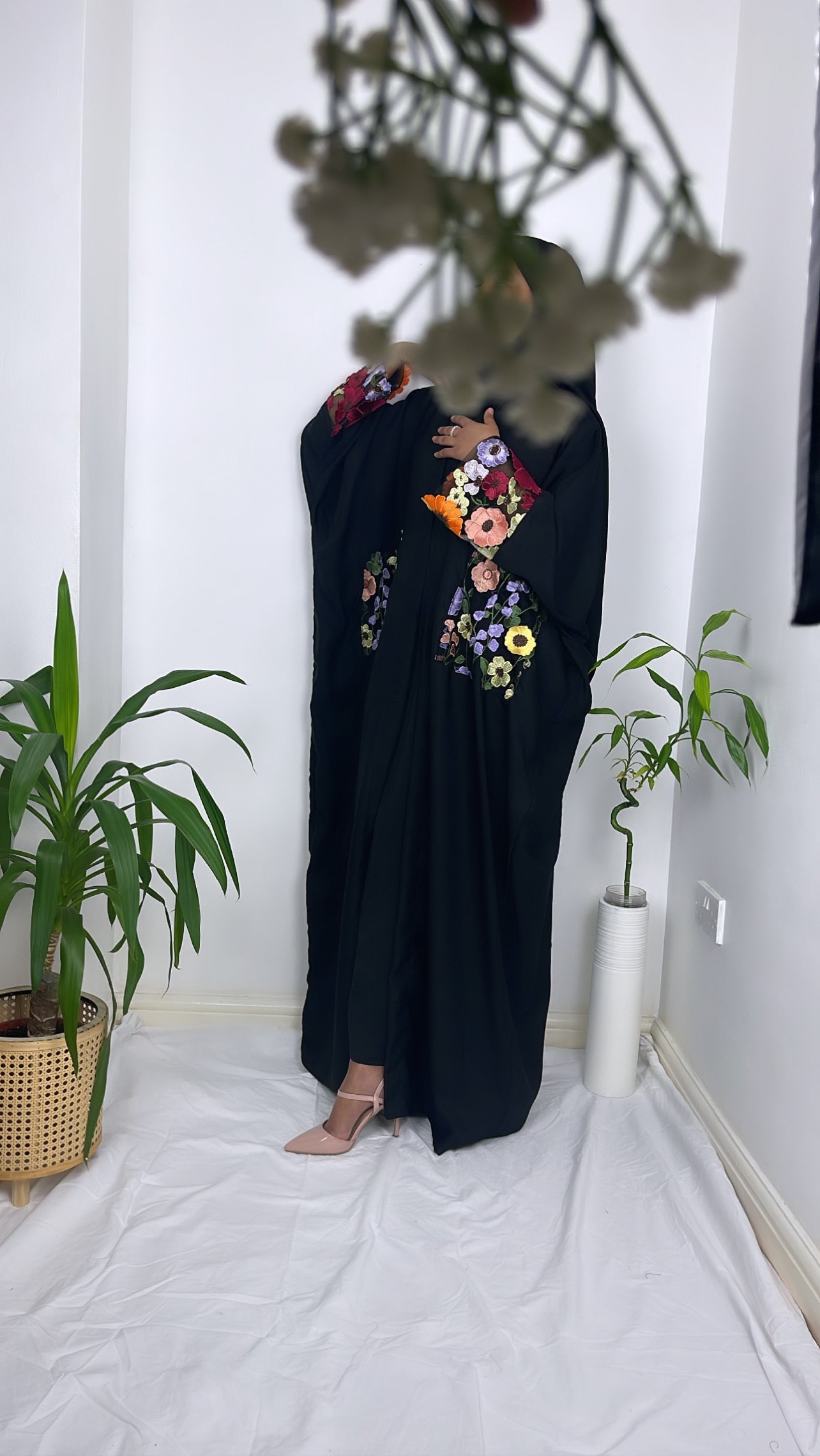 Black Floral Abaya