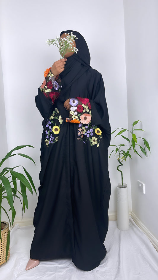 Black Floral Abaya